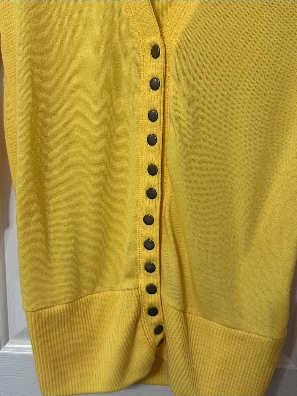 Yellow Button-Front Women's Sweater Cardigan - Picture 3 of 5